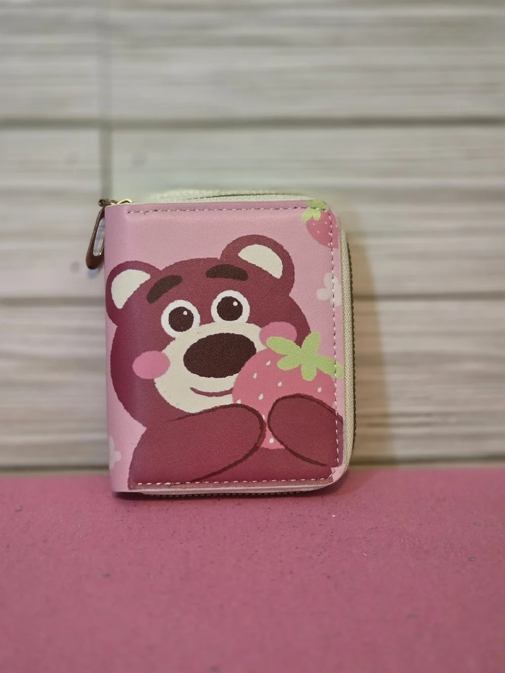 Strawberry Bear Zip-Around Wallet Womens